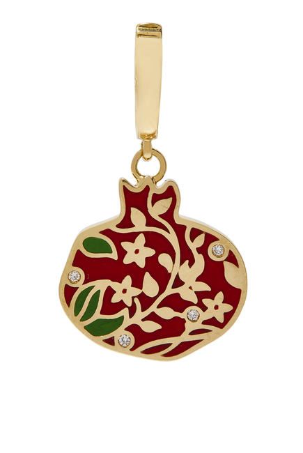 The Prosperous Pomegranate Charm, 18k Yellow Gold & Diamonds
